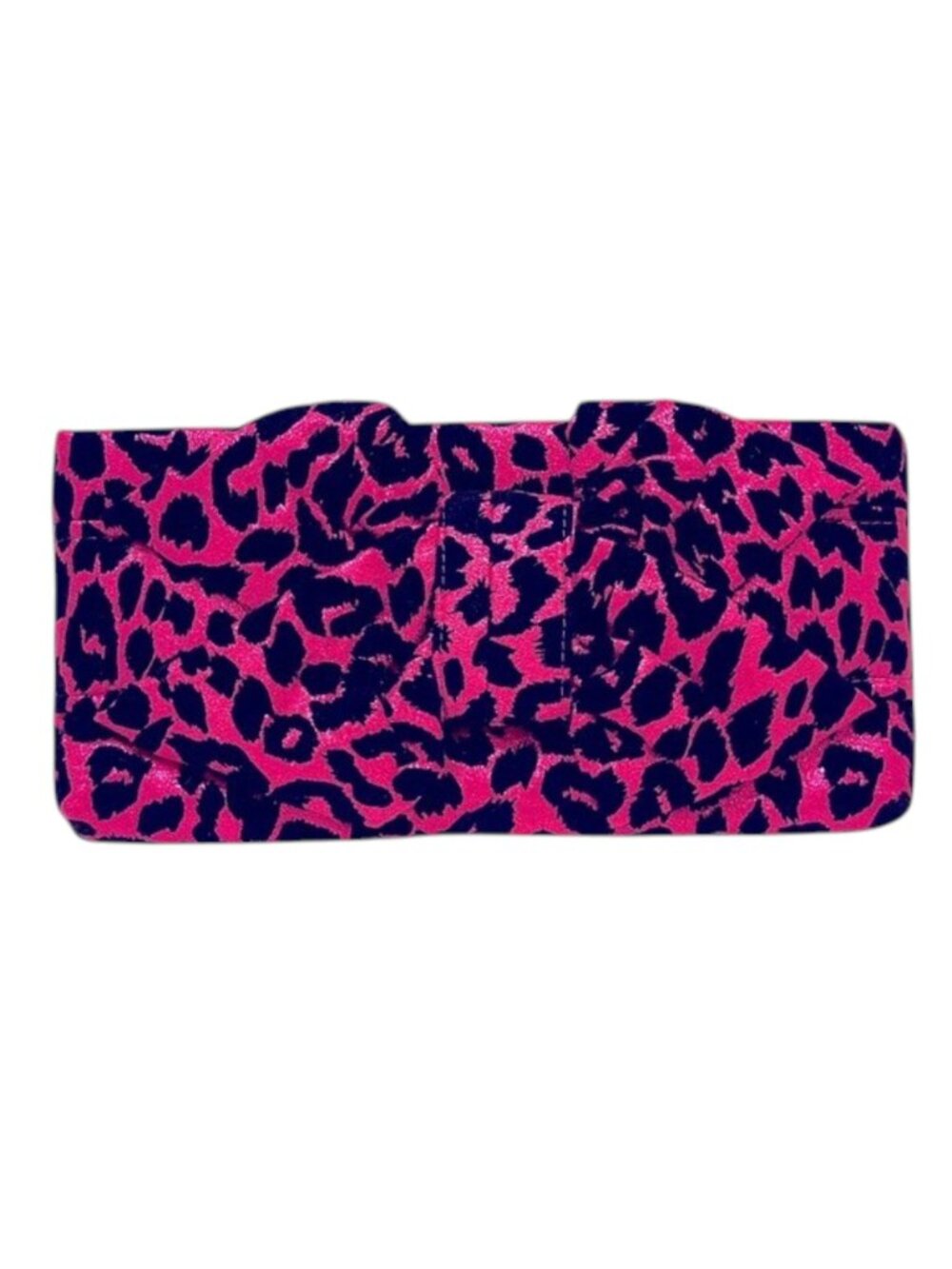 Betsey Johnson Y2K McBling Metallic Pink Cheetah Bow Clutch NEW